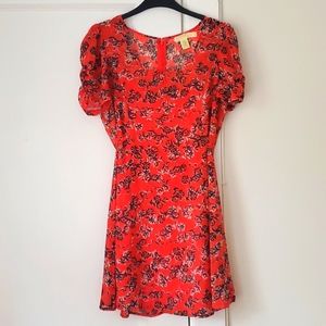 Urban Outfitters puff sleeves orange dress